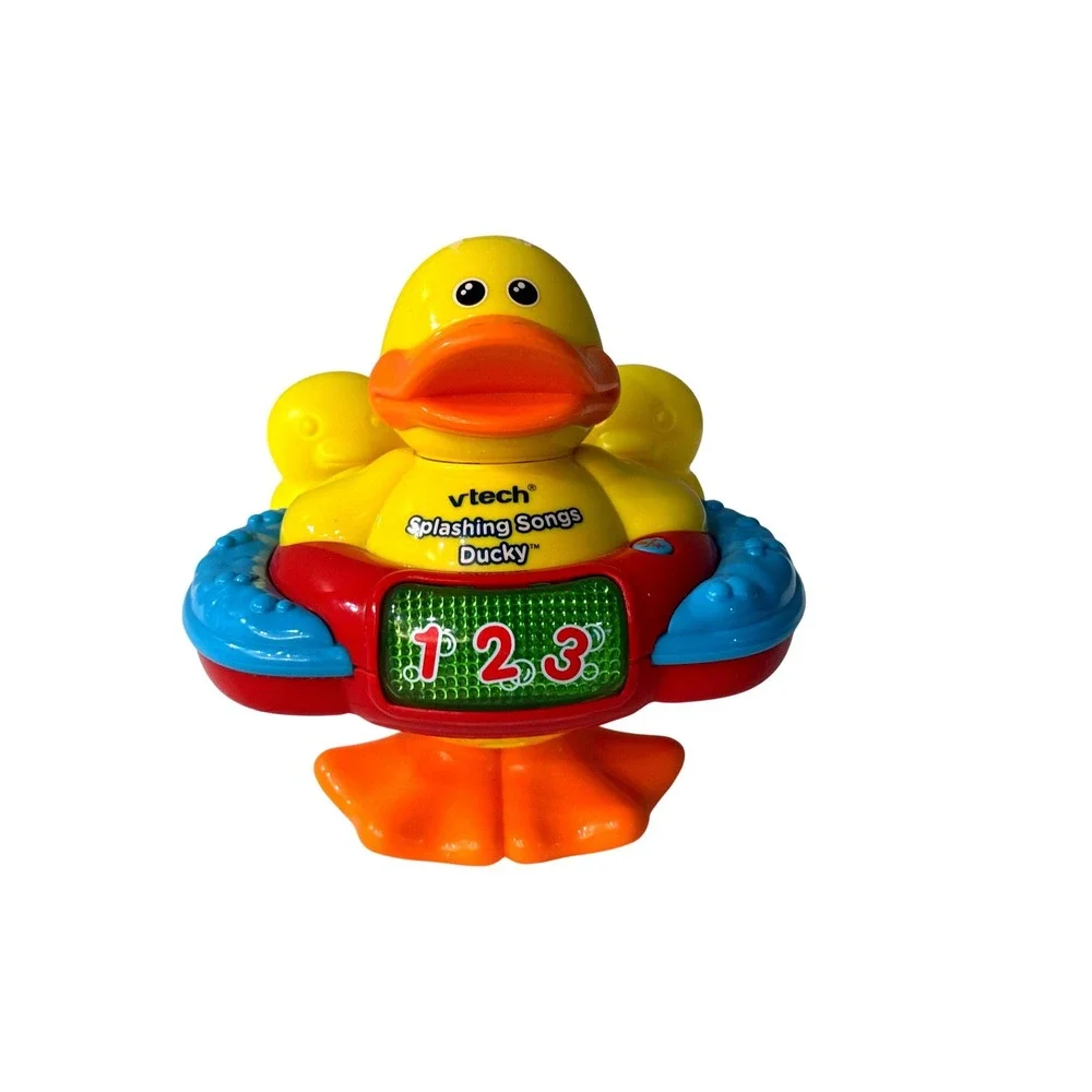 Vtech Splashing Songs Ducky Interactive Musical Light Up Bath Toy Yellow Red